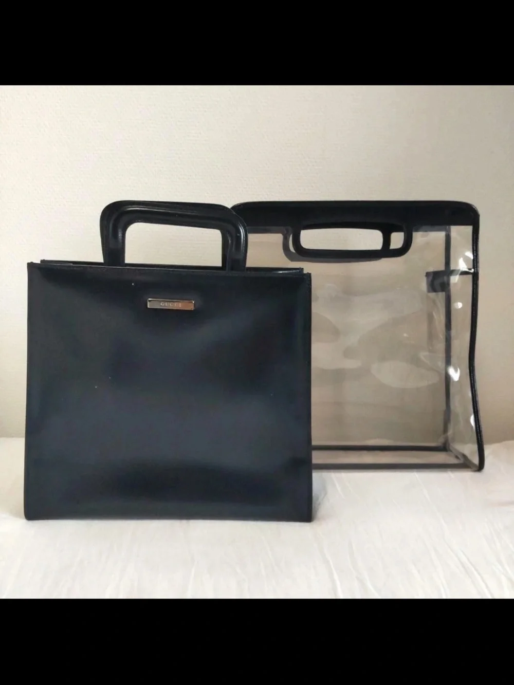 Gucci Clear PVC Tote with Black Trim and Inner Pouch